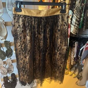 Dolce & Gabbana Gold and Black Lace Midi Skirt